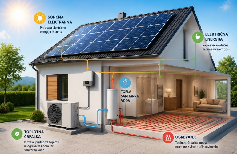 Sončna elektrarna in toplotna črpalka